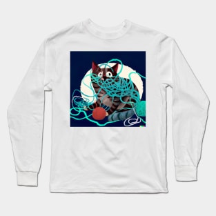 Cat Design- Entangled messy cat Long Sleeve T-Shirt